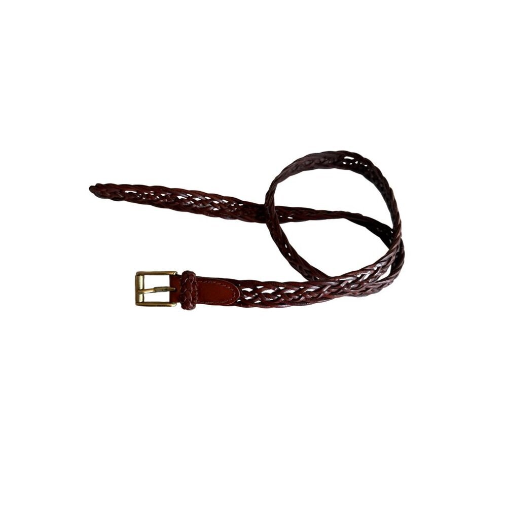 Talbots Genuine Leather Braided Belt With Gold Buckle - Size M